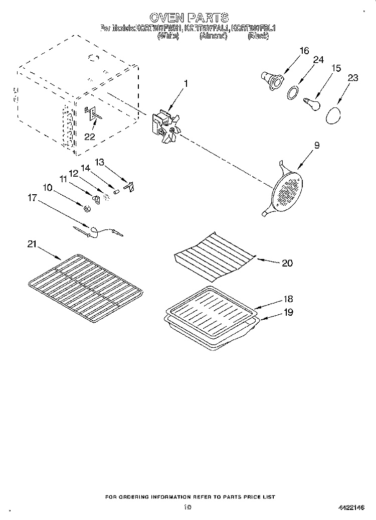 OVEN Diagram and Parts List for KGRT507FBL1  KitchenAid Range