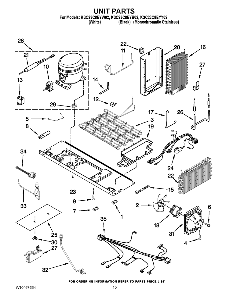 UNIT PARTS Diagram and Parts List for KSC23C8EYB02  KitchenAid Refrigerator