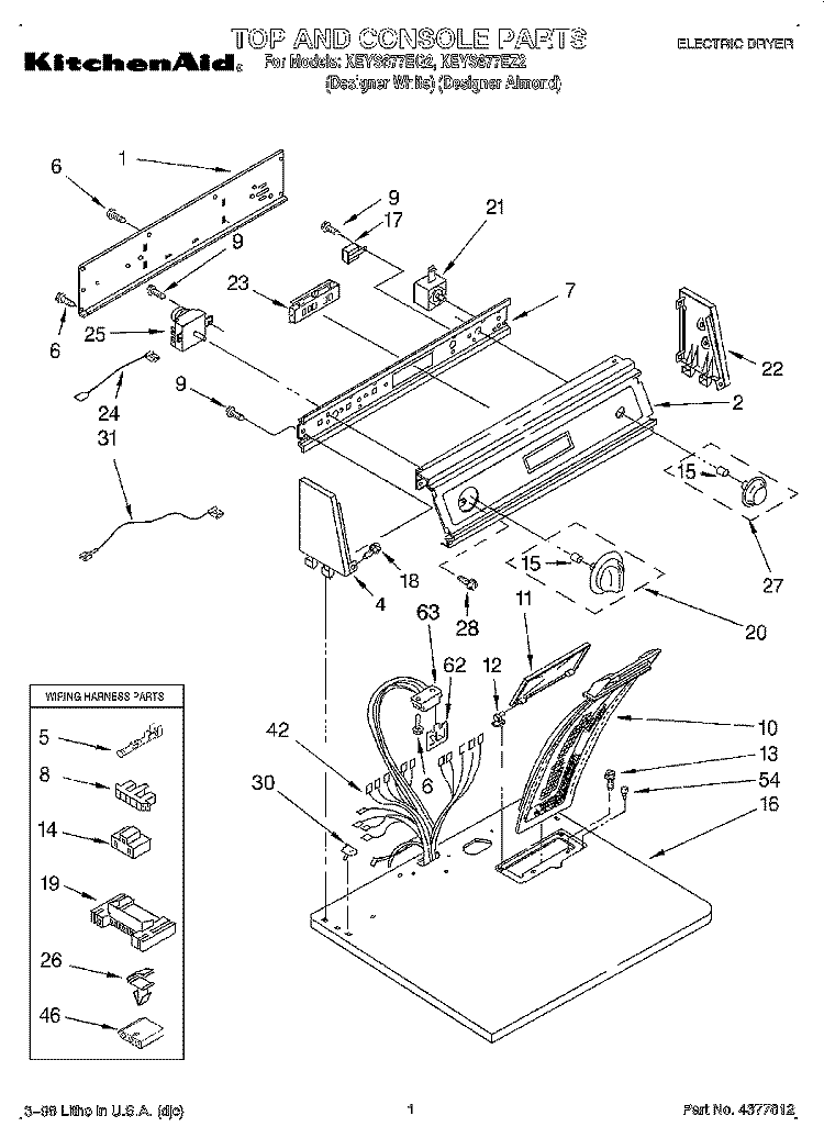 SECTION Diagram and Parts List for KEYS677EZ2  KitchenAid Dryer