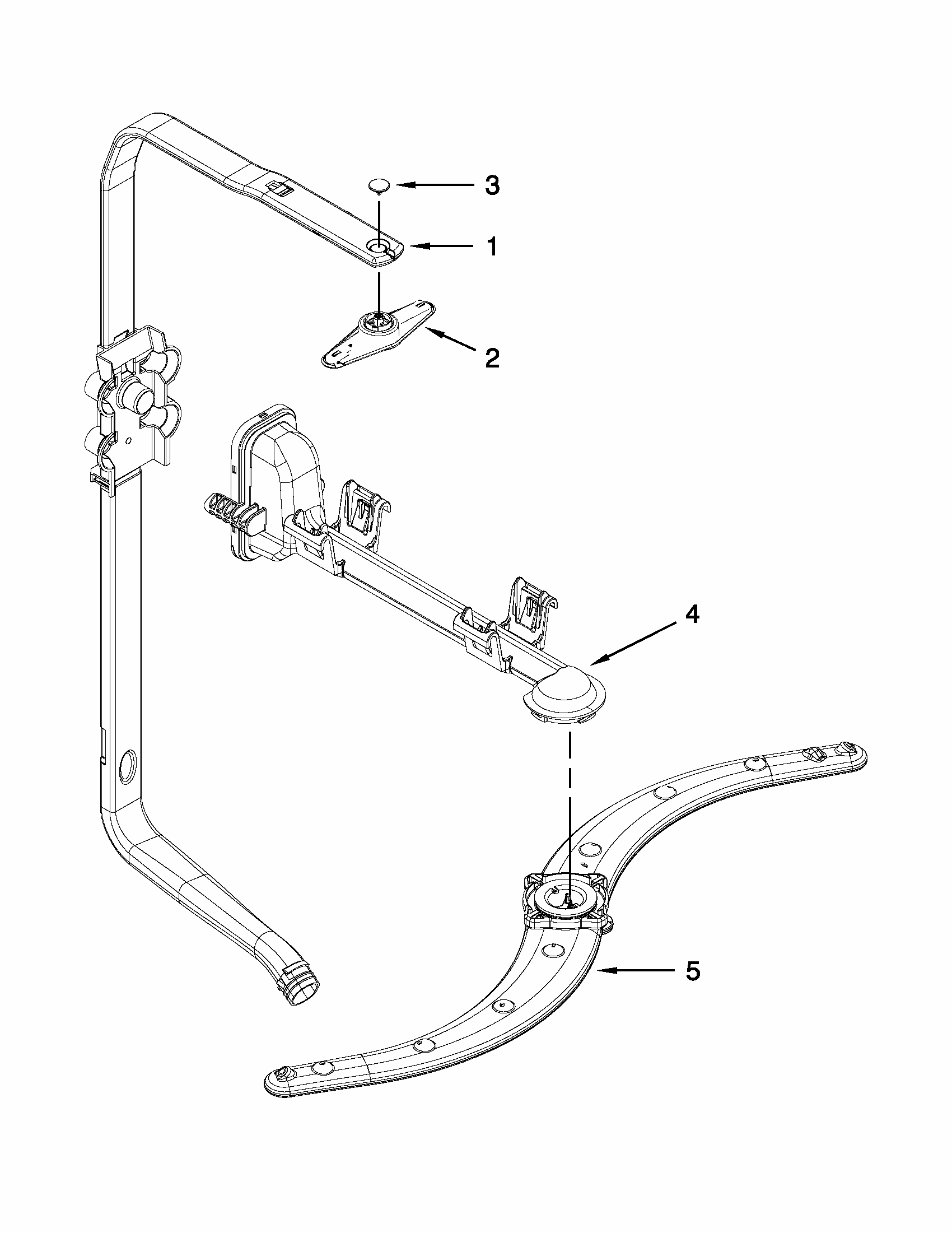 Upper Wash And Rinse Parts Diagram and Parts List for 66513259K114  Kenmore Dishwasher