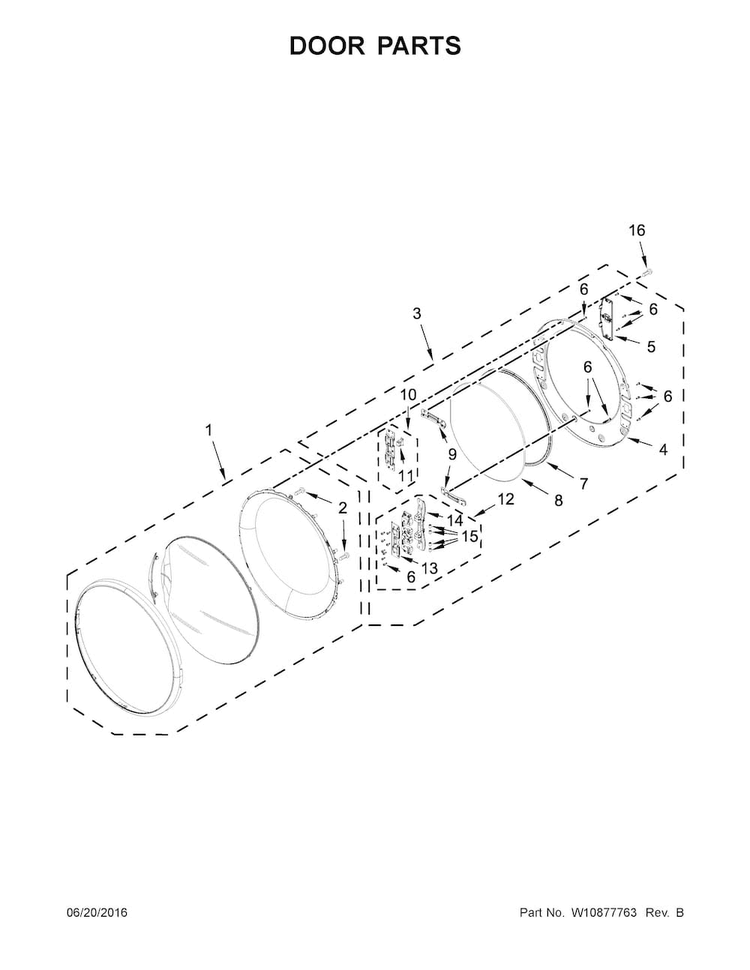 Door Parts Diagram and Parts List for WED92HEFBD0  Whirlpool Dryer
