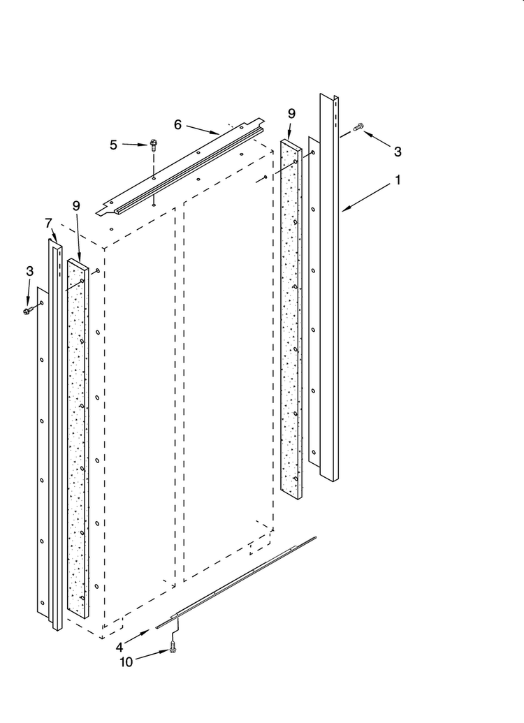 Cabinet Trim Parts Diagram and Parts List for KSSS48FMX03  KitchenAid Refrigerator