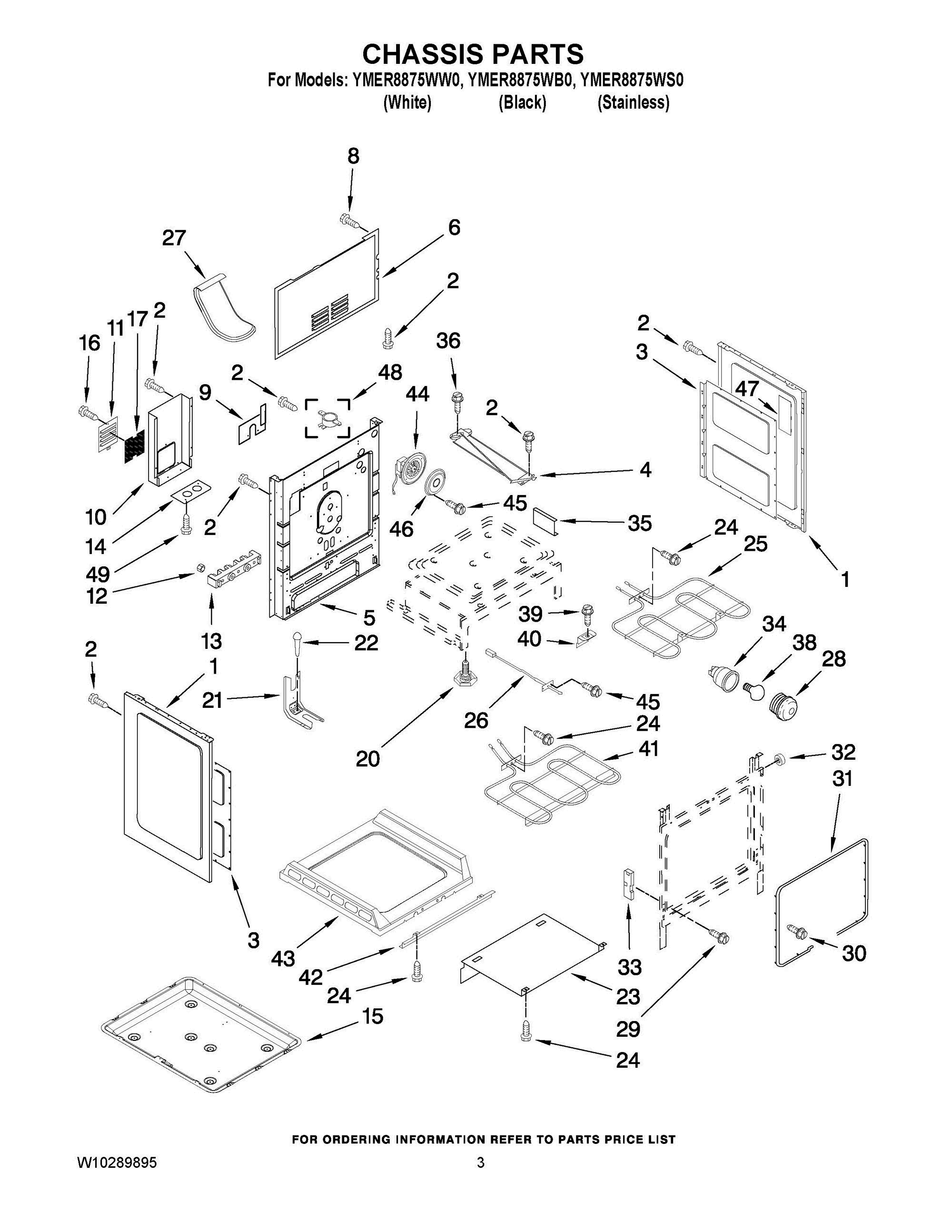 03 - CHASSIS PARTS Diagram and Parts List for YMER8875WB0  Whirlpool Range