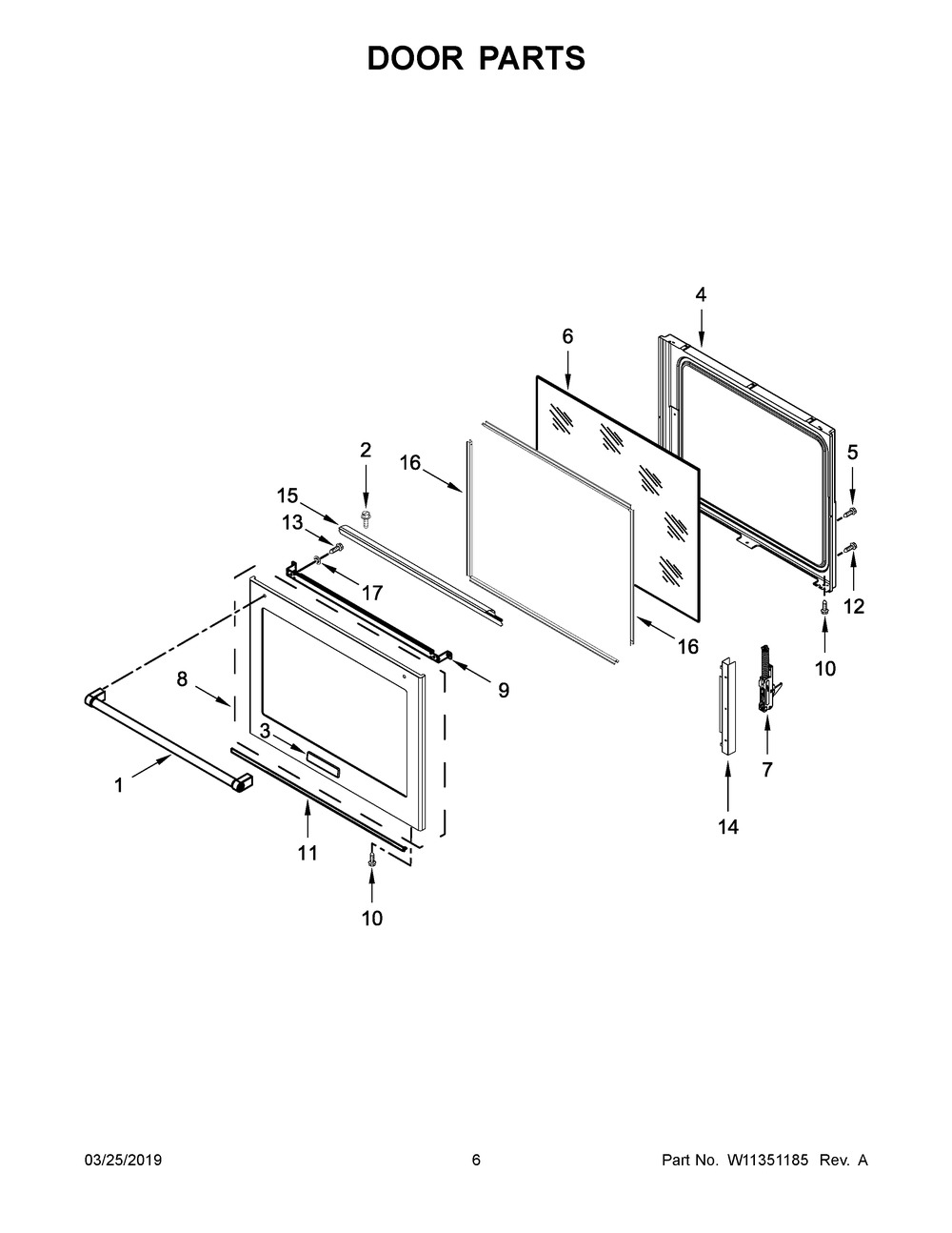 Door Parts Diagram and Parts List for YKSEG700EBS3  Whirlpool Range
