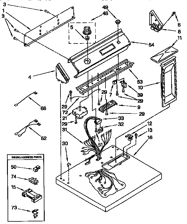 Top And Console Diagram and Parts List for LEC6858AQ3  Whirlpool Dryer