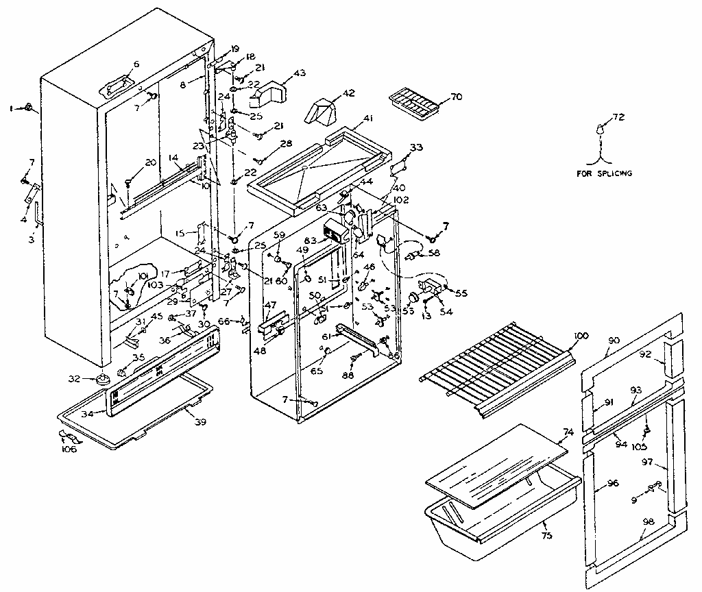 Cabinet Parts Diagram and Parts List for 106S12DL1  Kenmore Refrigerator