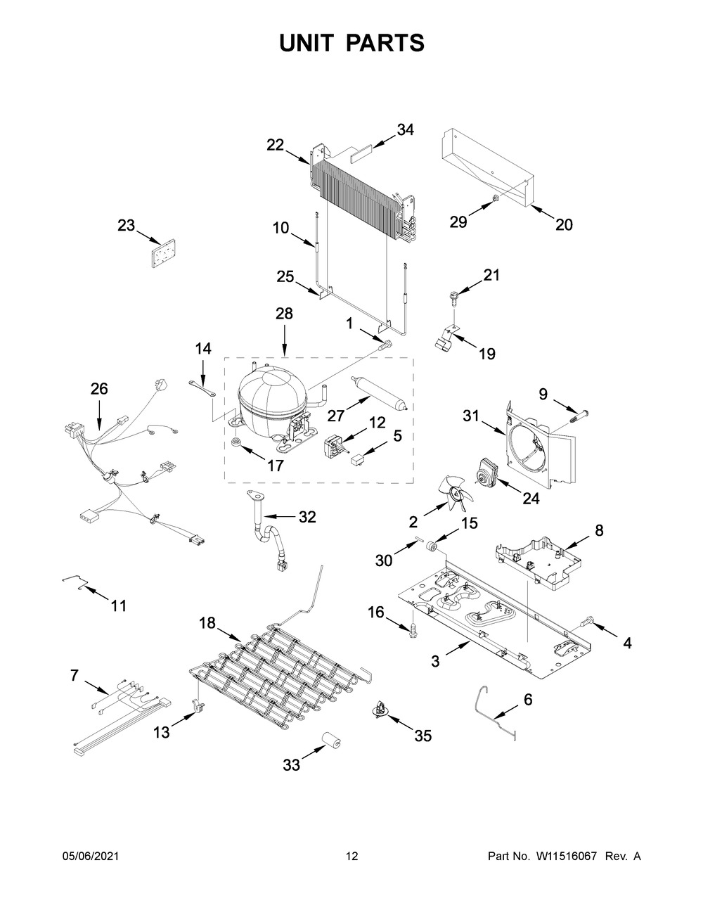 Unit Parts Diagram and Parts List for WRF535SWHV04  Whirlpool Refrigerator