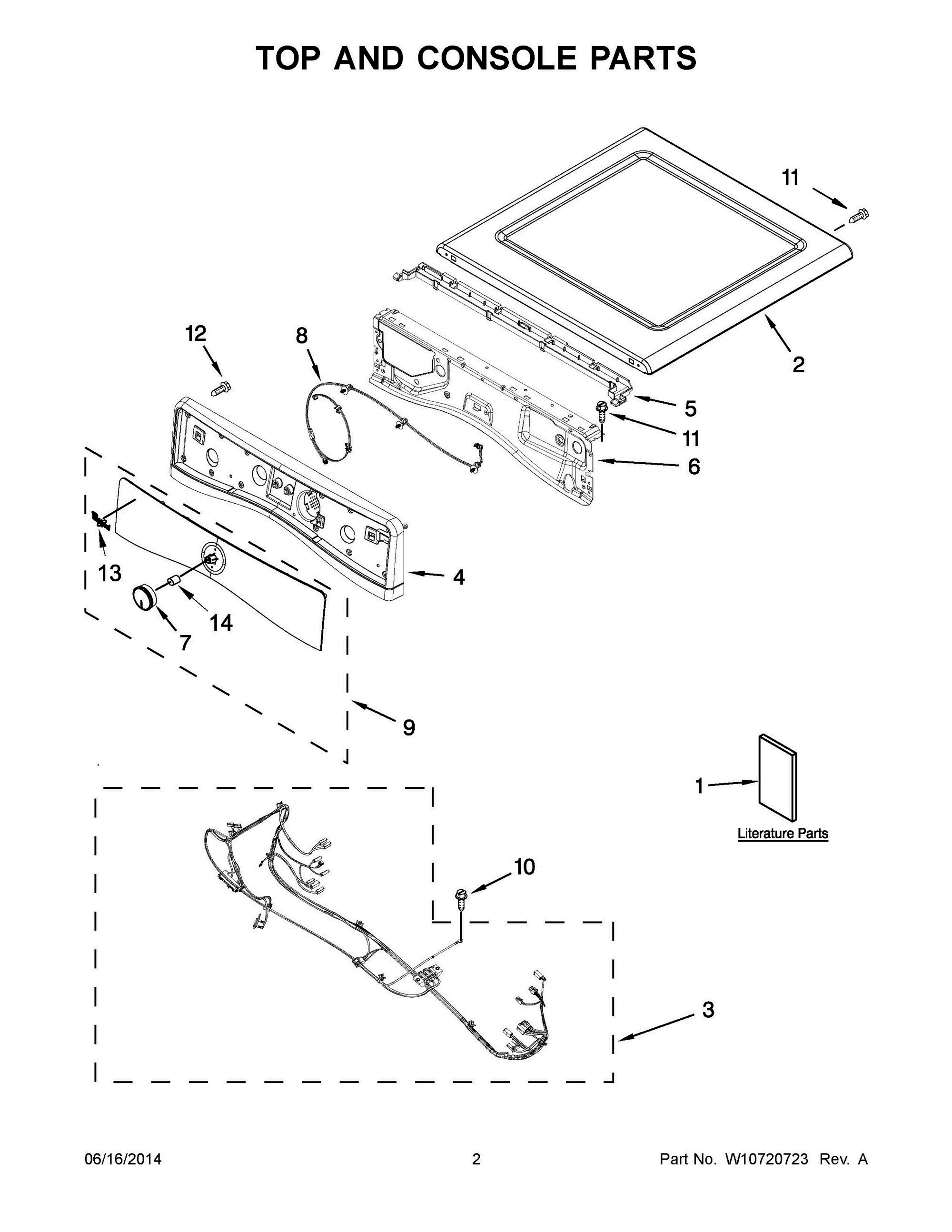 02 - TOP AND CONSOLE PARTS Diagram and Parts List for YWED97HEDC0  Whirlpool Dryer