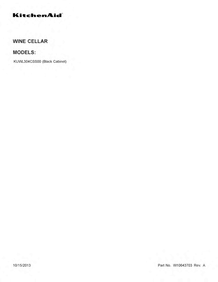 Cover Sheet Diagram and Parts List for KUWL304CSS00  KitchenAid Cooler