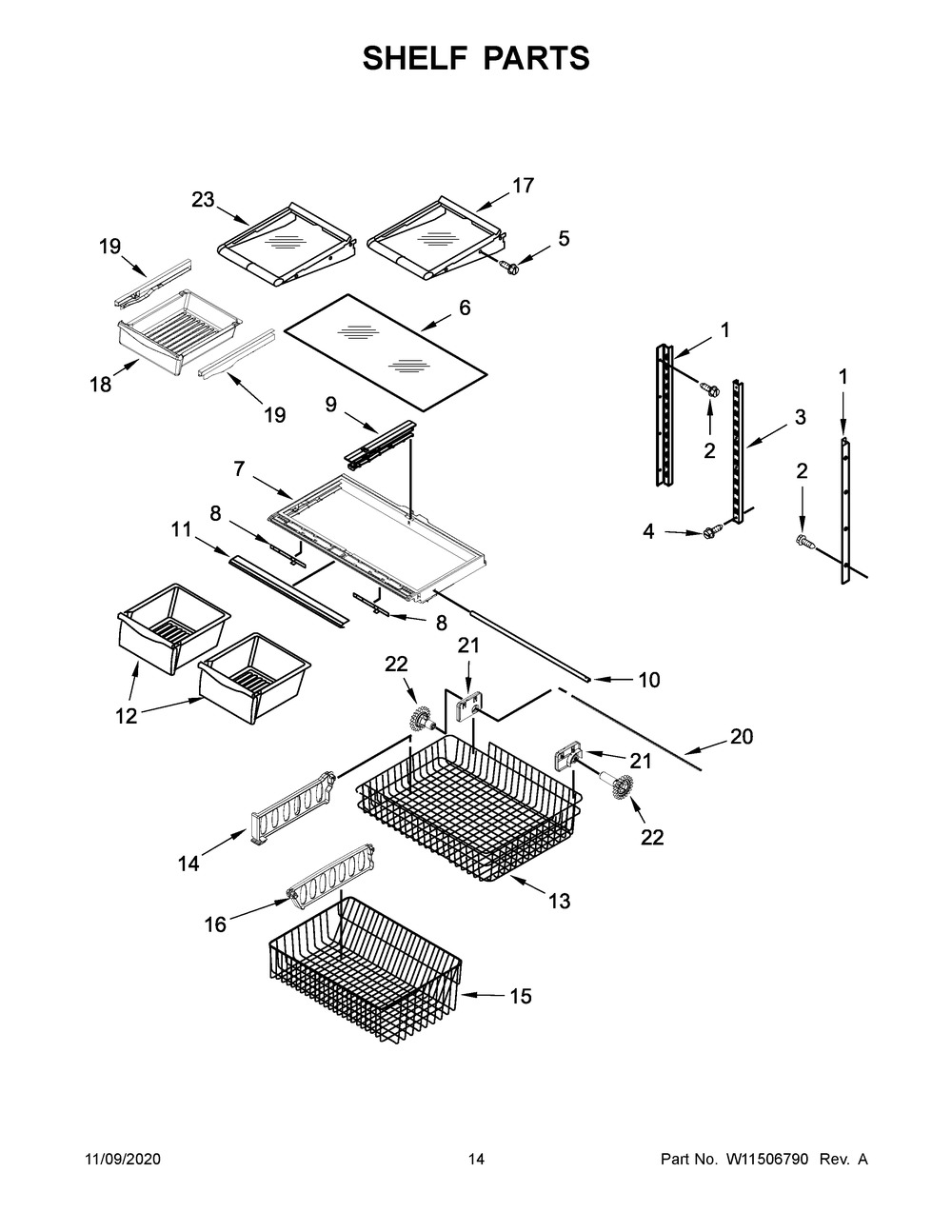Shelf Parts Diagram and Parts List for ABB1924BRM02  Whirlpool Refrigerator