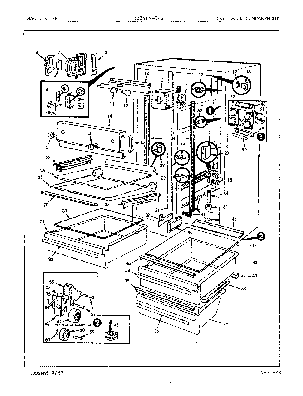 03 - Fresh Food Compartment Diagram and Parts List for RC24FA-3PW  Whirlpool Refrigerator