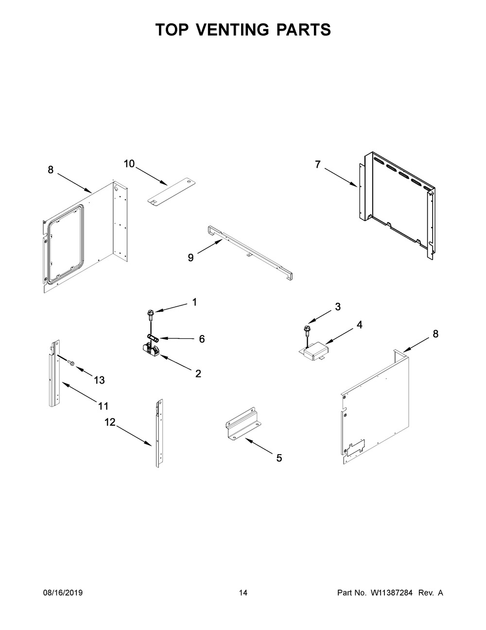Top Venting Parts Diagram and Parts List for WOCA7EC0HN03  Whirlpool Microwave Oven Combo