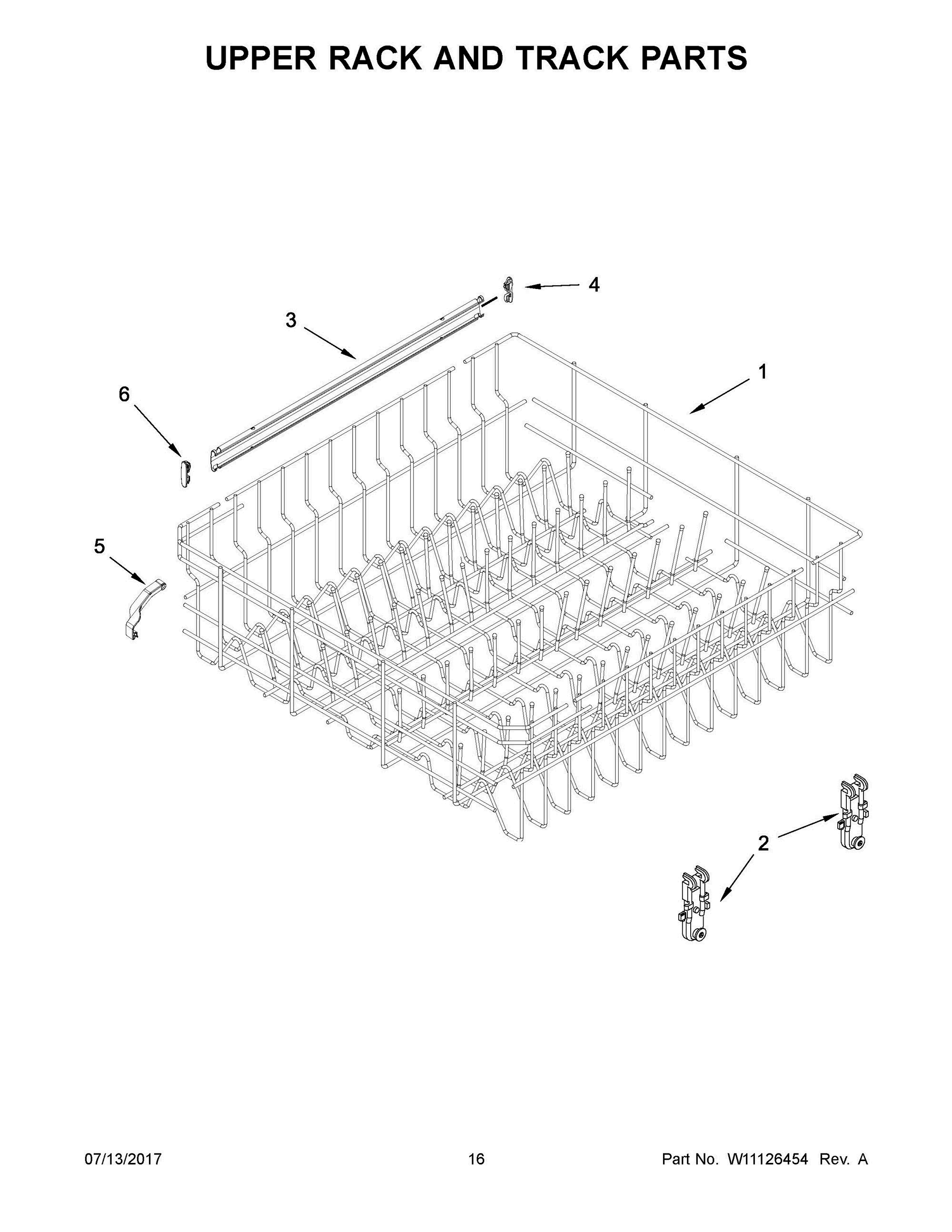 09 - UPPER RACK AND TRACK PARTS Diagram and Parts List for ADB1500ADS4  Whirlpool Dishwasher