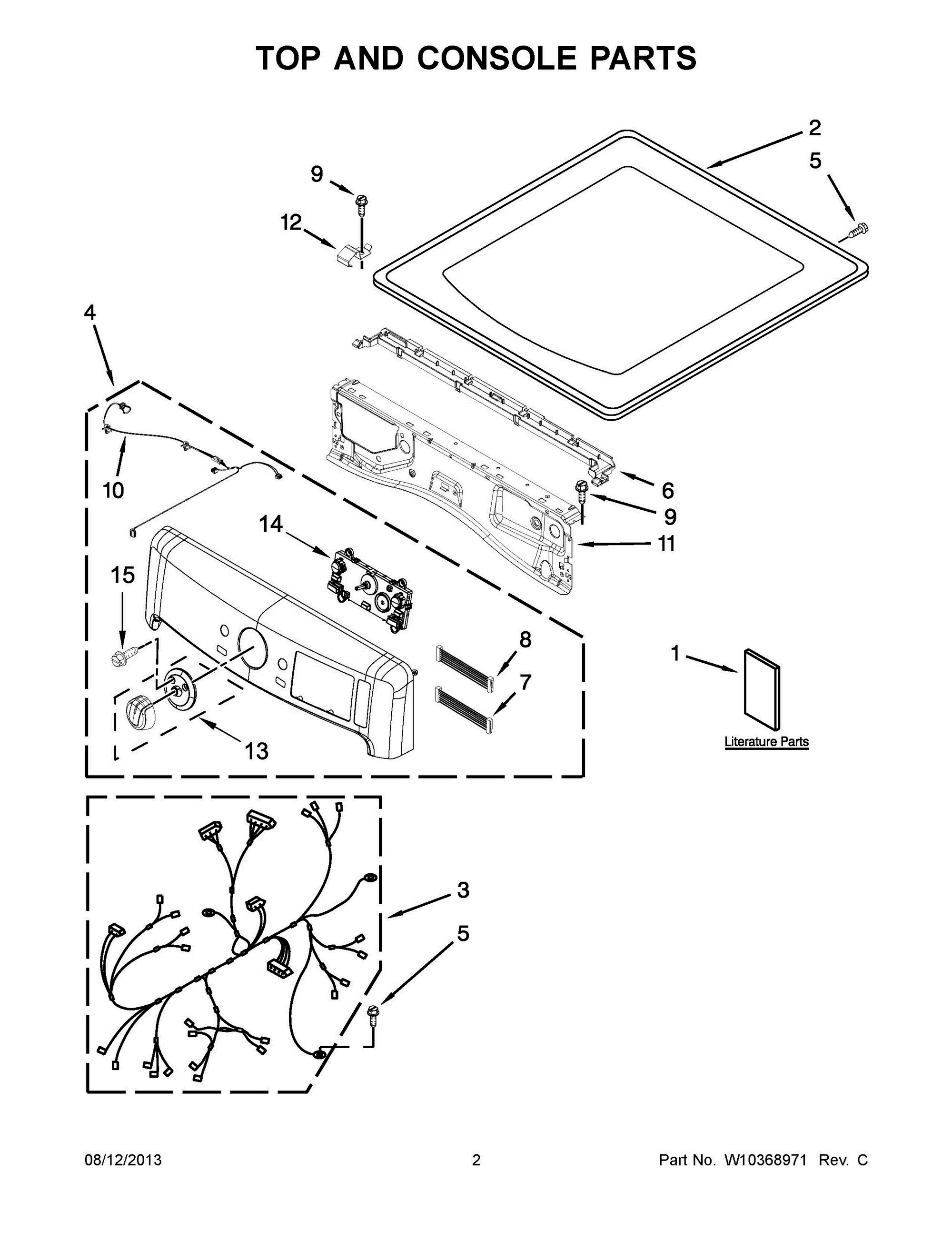 02 - TOP AND CONSOLE PARTS Diagram and Parts List for YMED7000XW0  Whirlpool Dryer