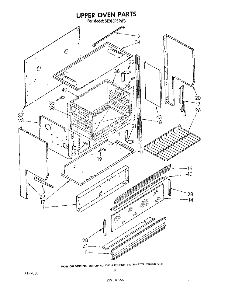 UPPER OVEN Diagram and Parts List for SE960PEPW3  Whirlpool Range