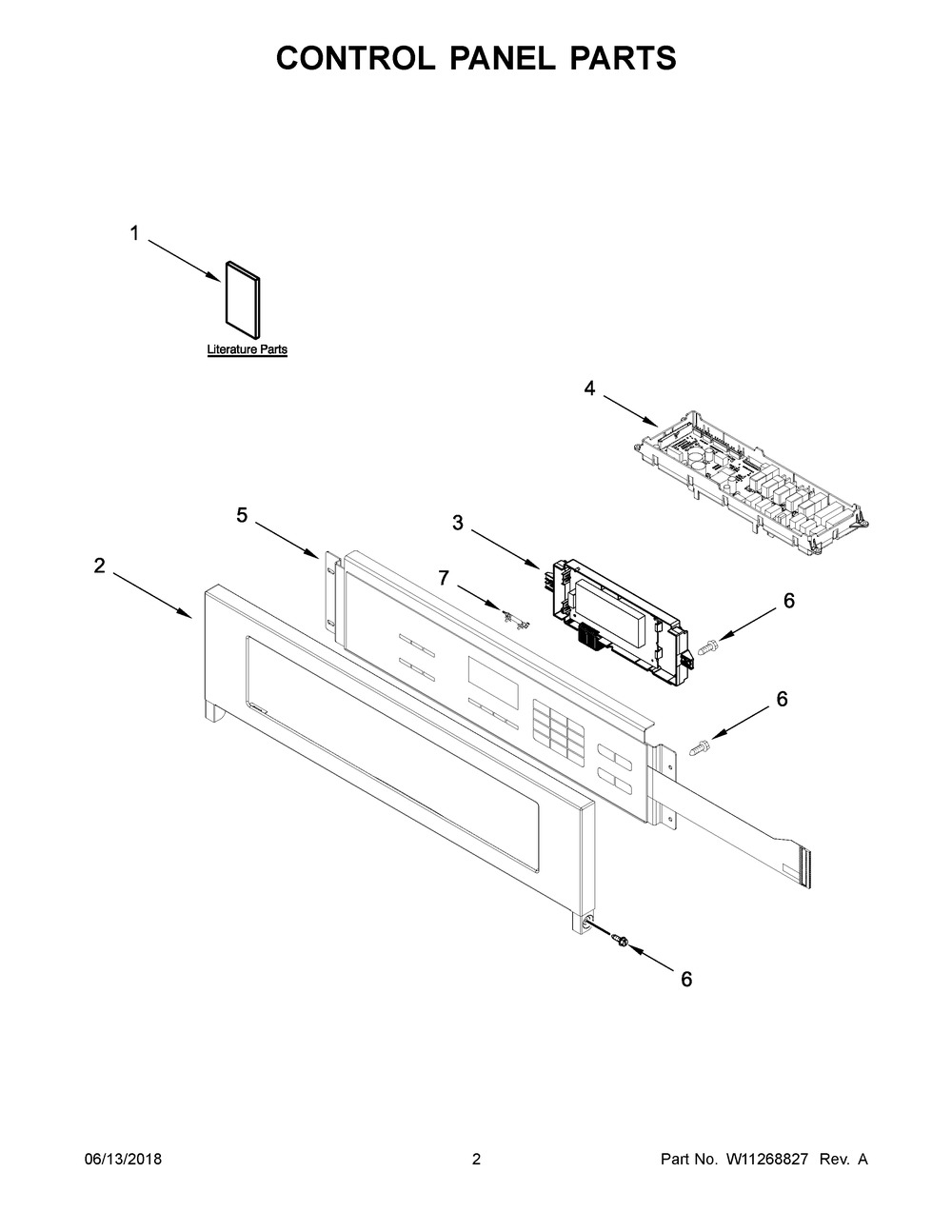 Control Panel Parts Diagram and Parts List for KODC304EBL01  Whirlpool Wall Oven