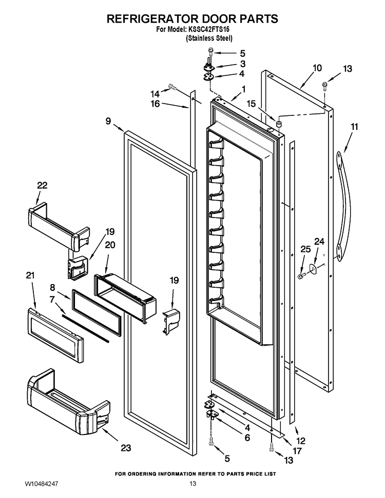REFRIGERATOR DOOR PARTS Diagram and Parts List for KSSC42FTS15  KitchenAid Refrigerator