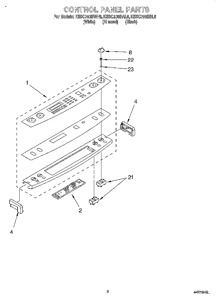CONTROL PANEL Diagram and Parts List for KESC300BAL5  KitchenAid Range