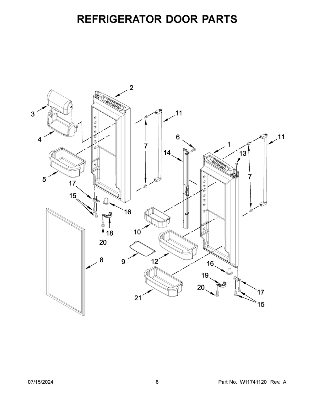05 - Refrigerator Door Parts Diagram and Parts List for KRFF302EBS07  Whirlpool Refrigerator