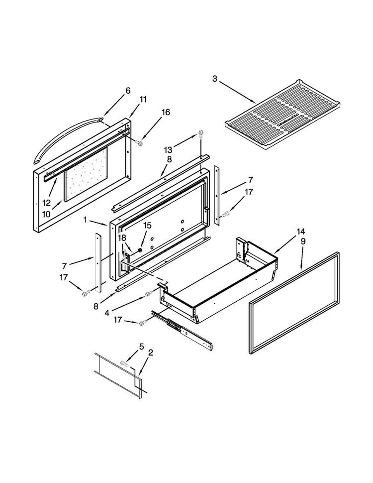 Freezer Door And Basket Parts Diagram and Parts List for KBLC36FTS08  KitchenAid Refrigerator