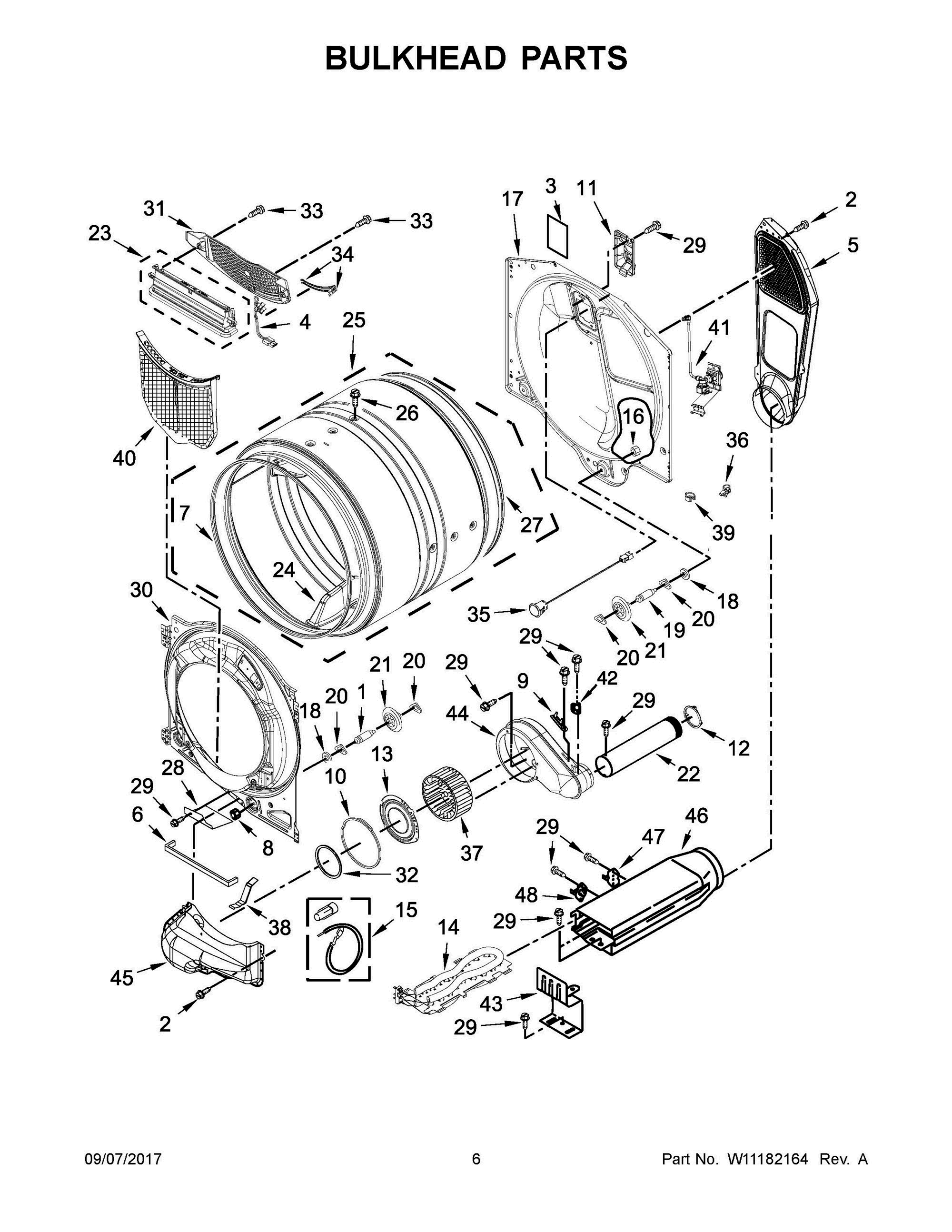 04 - BULKHEAD PARTS Diagram and Parts List for MED8200FC1  Whirlpool Dryer
