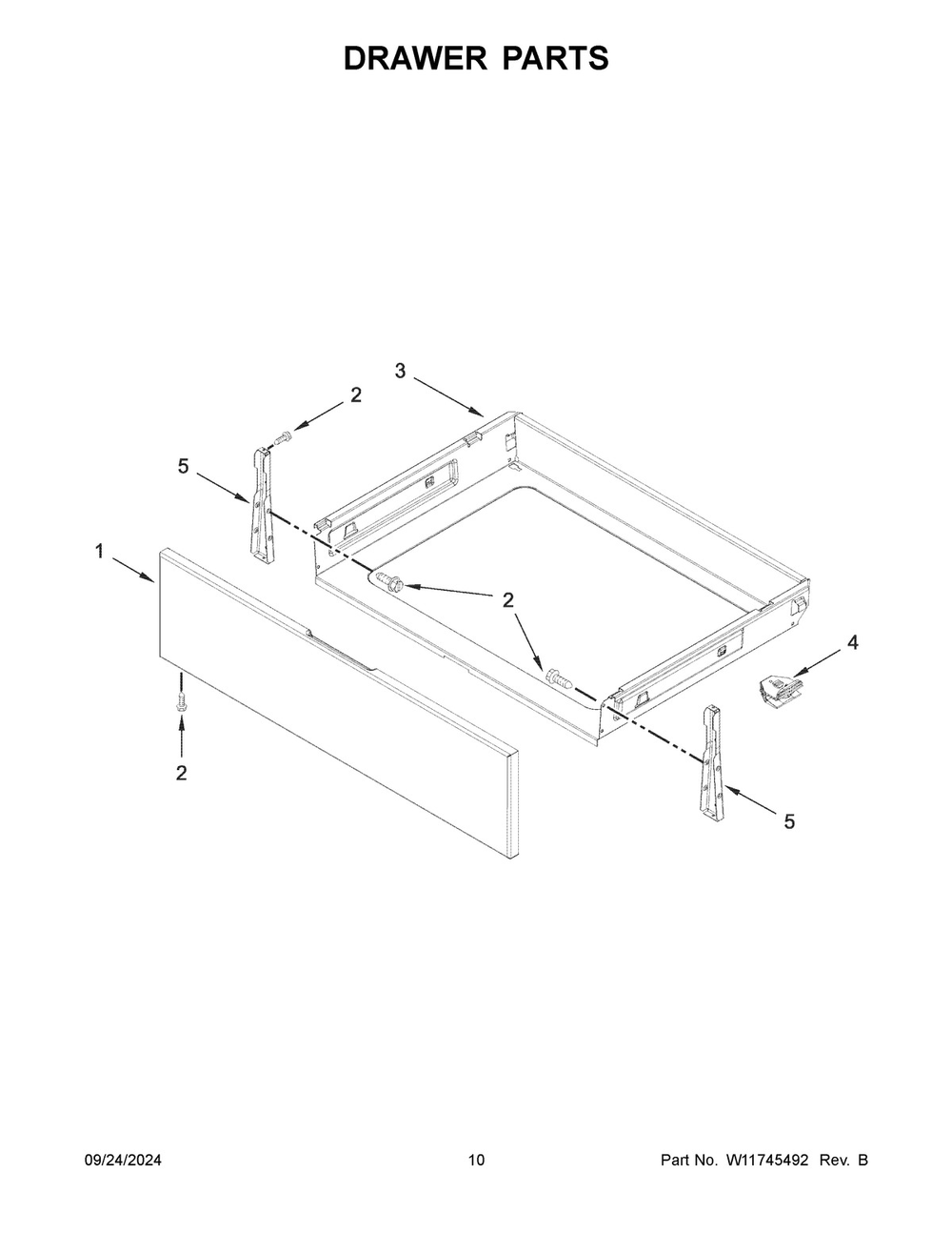 06 - Drawer Parts Diagram and Parts List for YMFES6030RZ0  Whirlpool Range