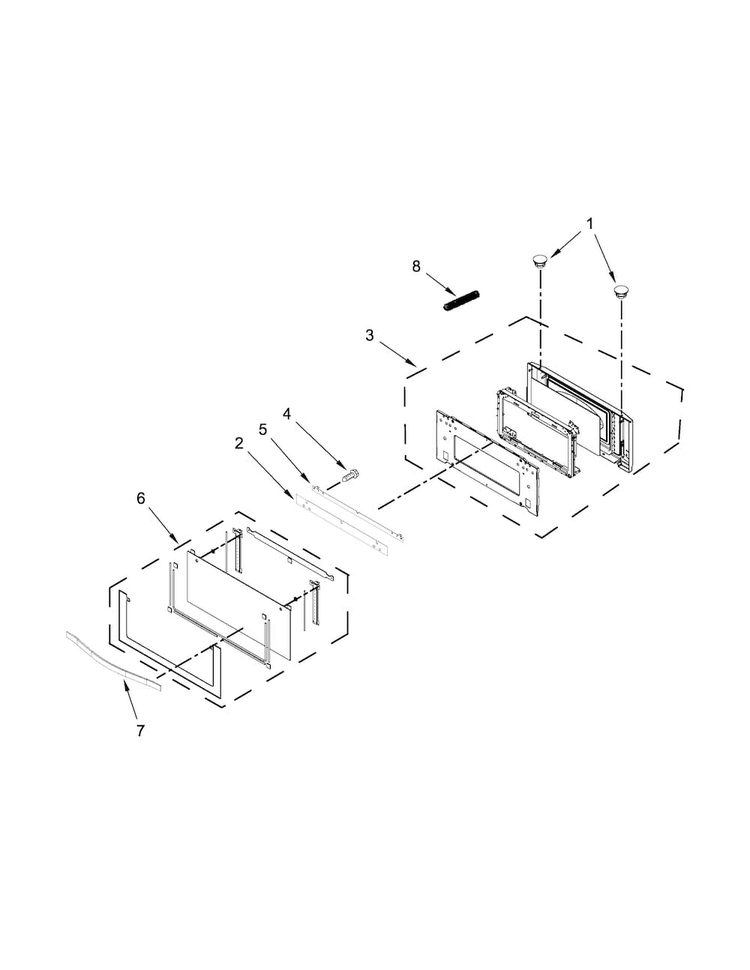 Microwave Door Parts Diagram and Parts List for WOC97ES0ES01  Whirlpool Microwave