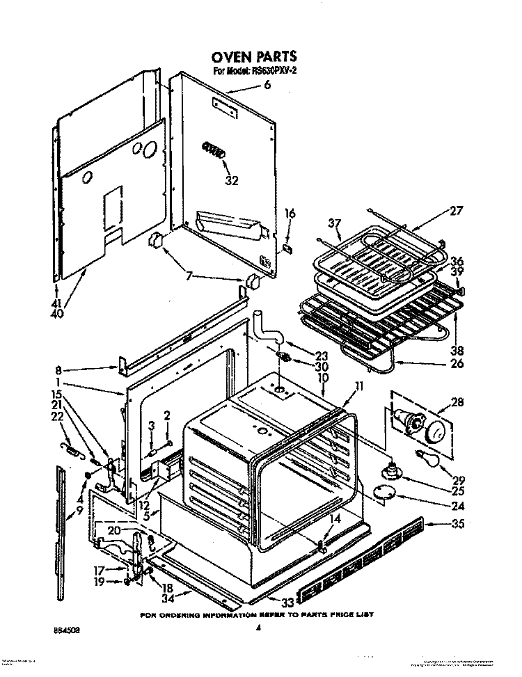 OVEN Diagram and Parts List for RS630PXV2  Whirlpool Range