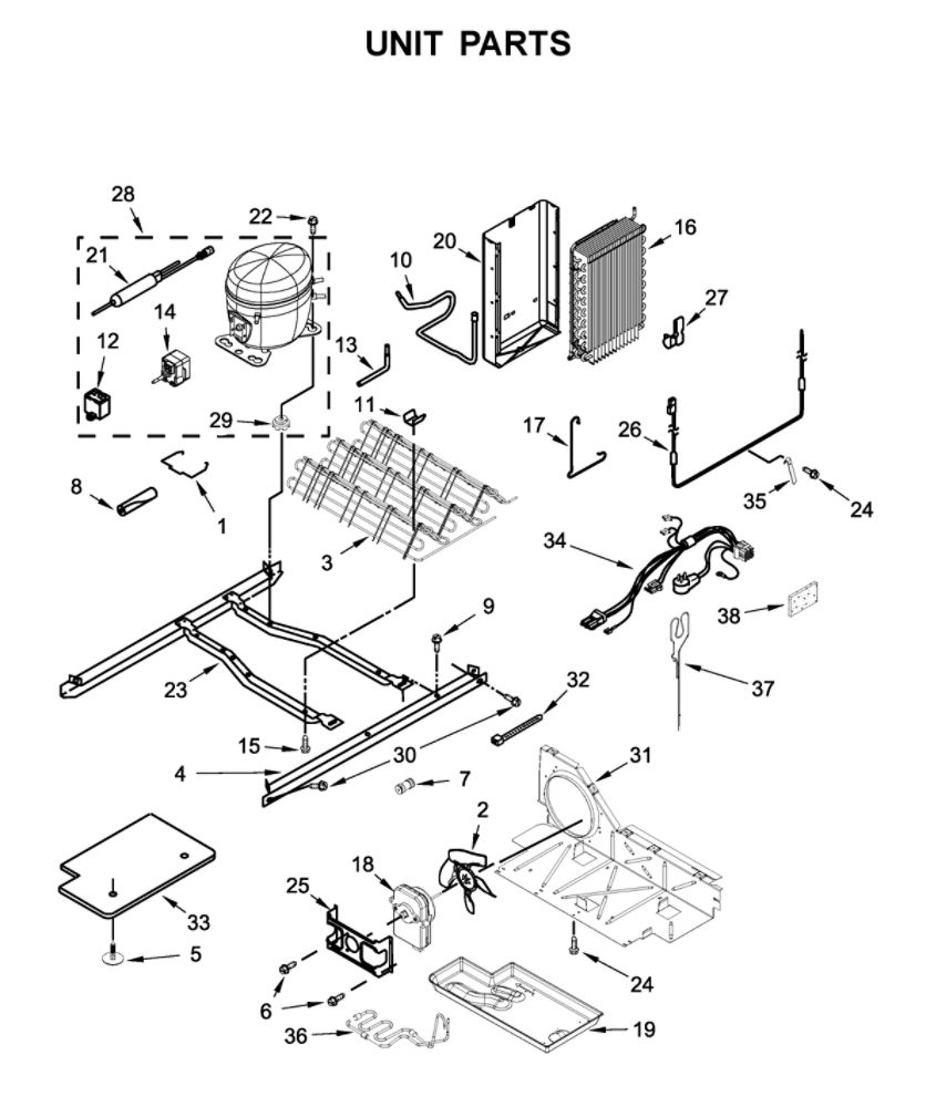 Unit Parts Diagram and Parts List for 10650049714  Kenmore Refrigerator