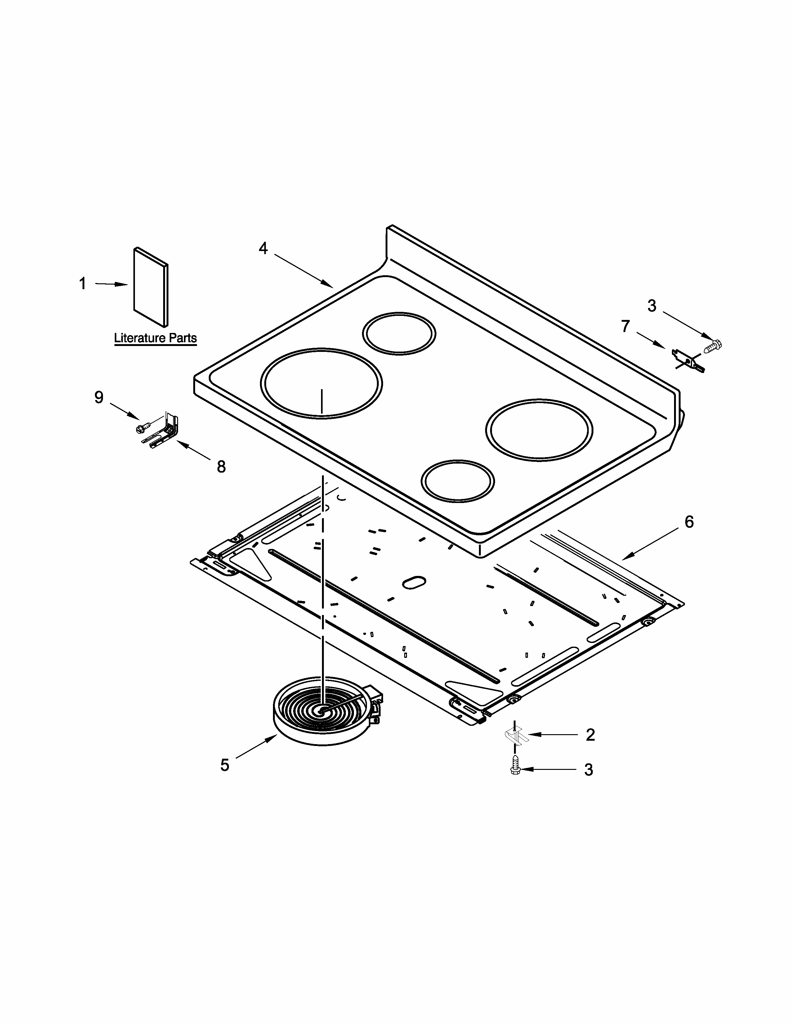 Cooktop Parts Diagram and Parts List for IES350XW2  Whirlpool Range