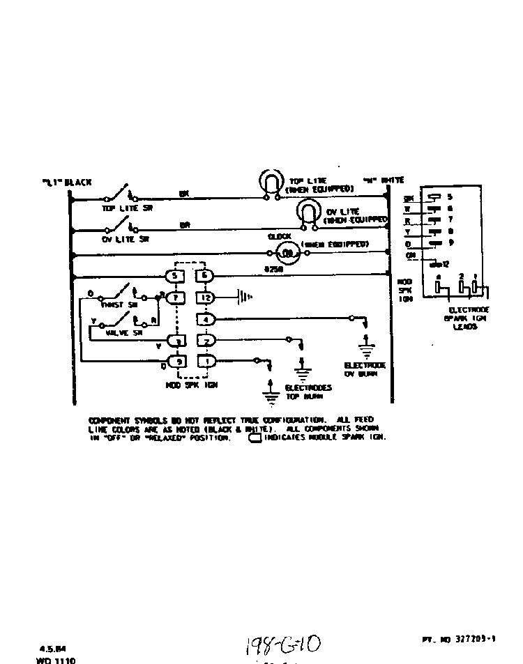 Wiring Diagram Diagram and Parts List for F4458W1  Roper Range