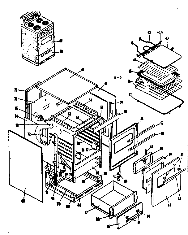 Body Section Diagram and Parts List for 1559246500  Kenmore Range