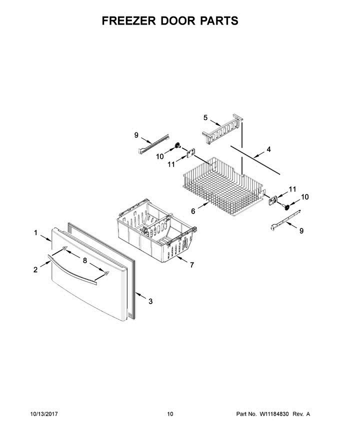 06 - Freezer Door Parts Diagram and Parts List for WRF555SDFZ05  Whirlpool Refrigerator