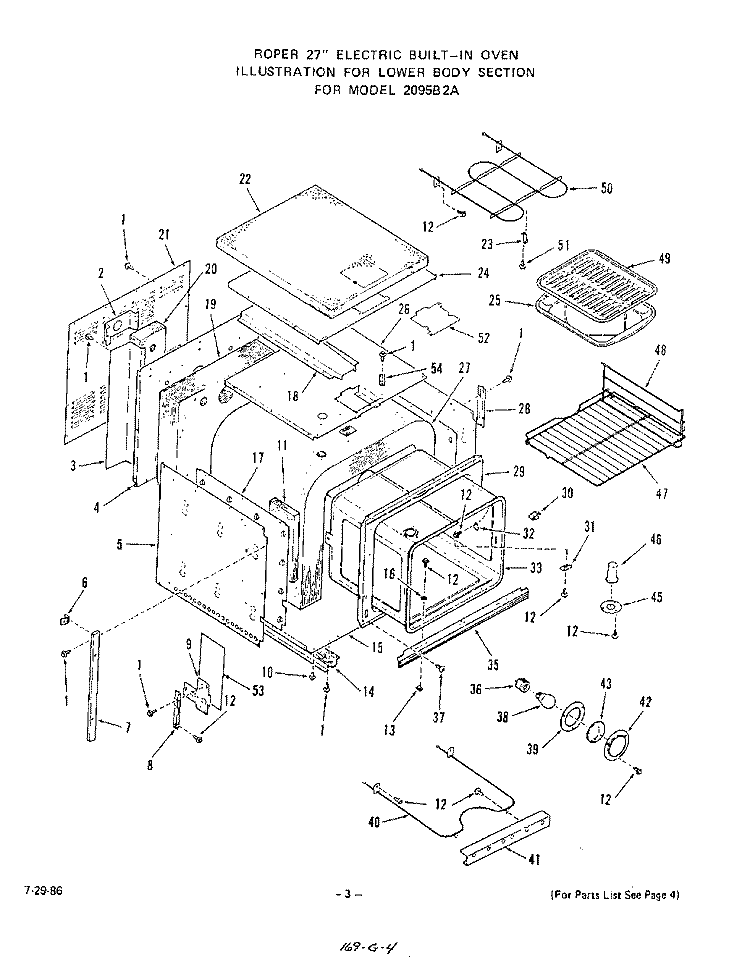 LOWER BODY Diagram and Parts List for 2095B2A  Roper Range