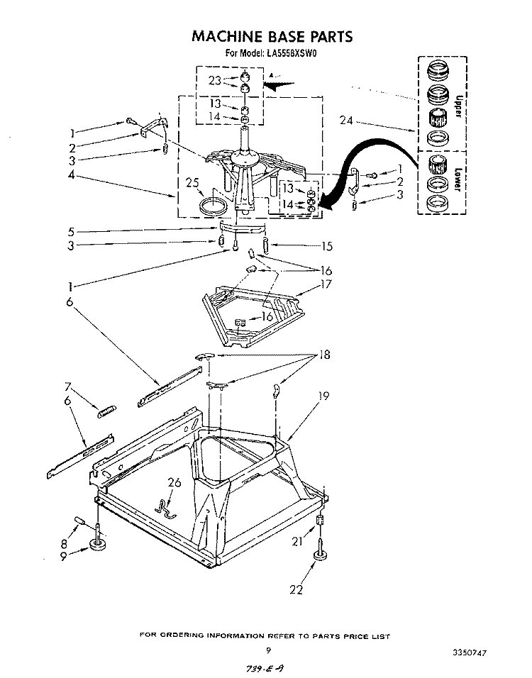 MACHINE BASE Diagram and Parts List for LA5558XSW0  Whirlpool Washer