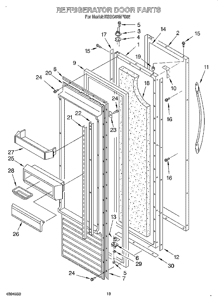 REFRIGERATOR DOOR Diagram and Parts List for KSSC42MFS05  KitchenAid Refrigerator