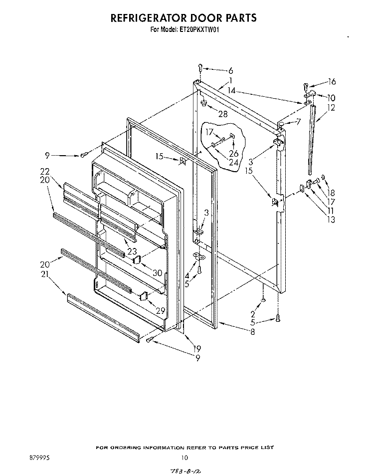 REFRIGERATOR DOOR , NOT ILLUSTRATED Diagram and Parts List for ET20PKXTN01  Whirlpool Refrigerator