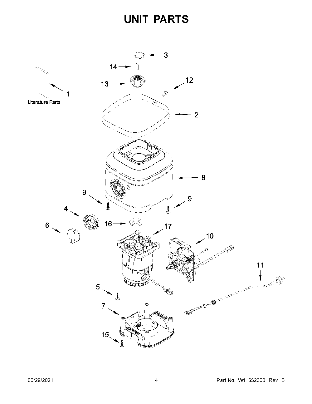 Unit Parts Diagram and Parts List for KSB1325YVB0  KitchenAid Blender