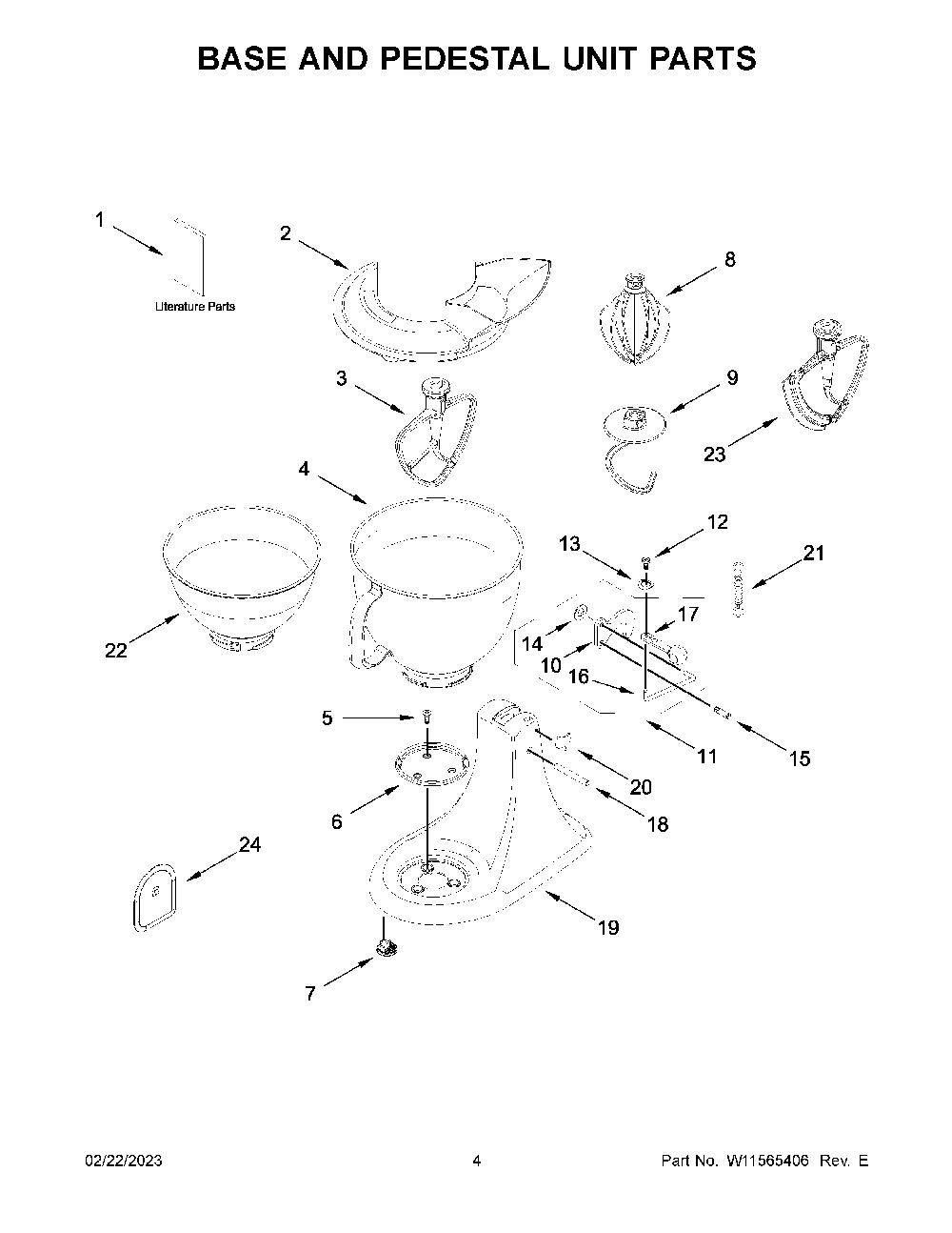 Base And Pedestal Unit Parts Diagram and Parts List for 5KSM195PSAHI0  KitchenAid Mixer