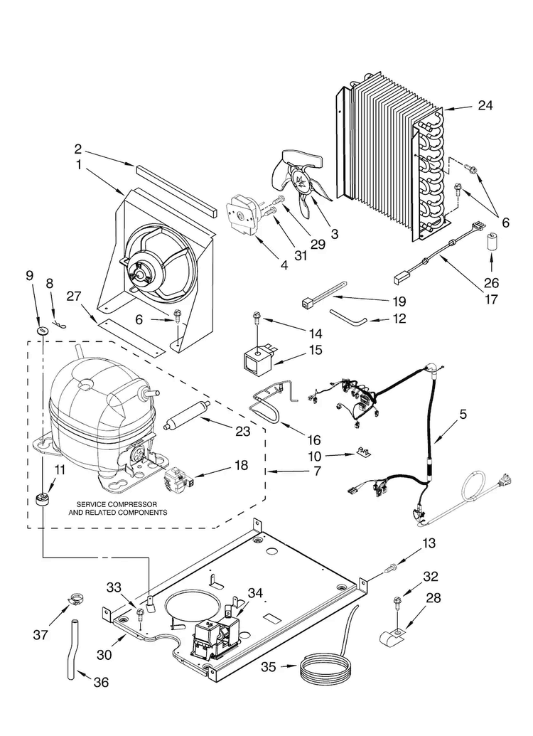 Unit Parts, Optional Parts Diagram and Parts List for 10689583701  Kenmore Ice Maker