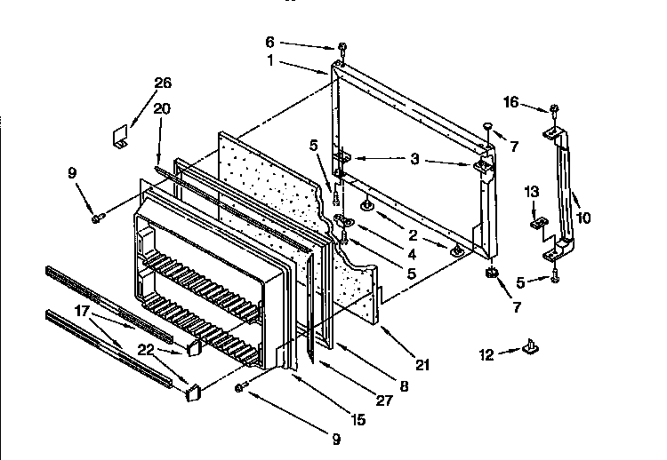 Freezer Door Diagram and Parts List for ET22DQLB00  Whirlpool Refrigerator