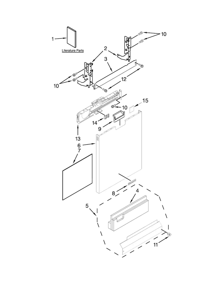 Door Panel Parts Diagram and Parts List for KUDS30IXBTA  KitchenAid Dishwasher
