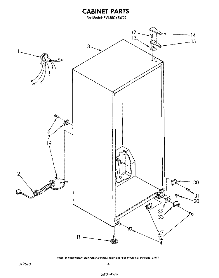 CABINET Diagram and Parts List for EV130CXSW00  Whirlpool Freezer