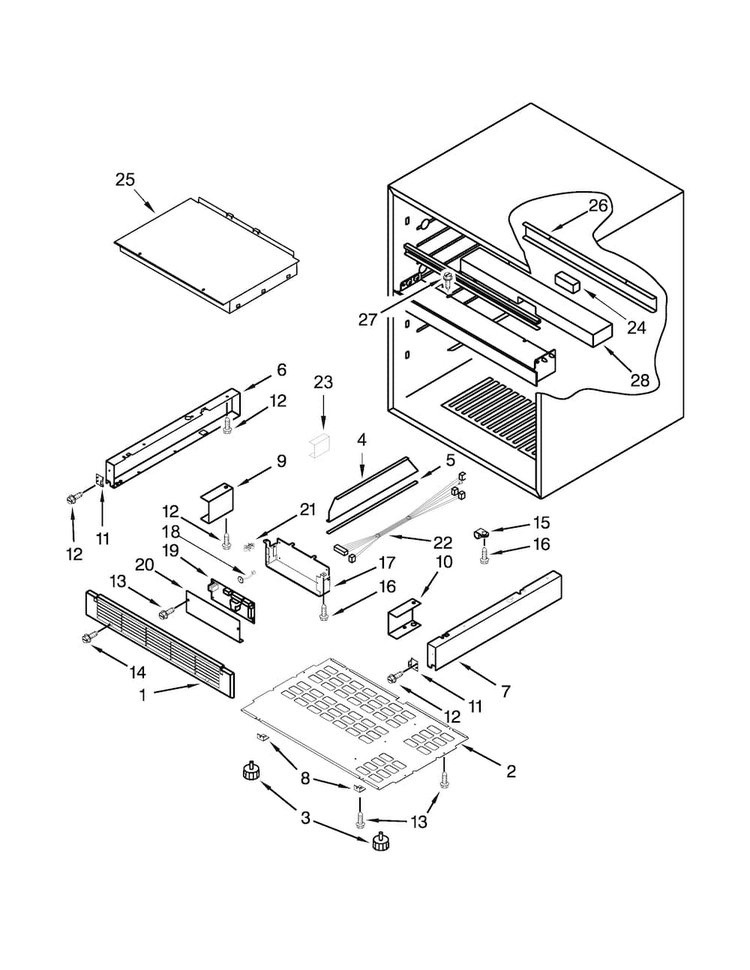 Liner Parts Diagram and Parts List for KUDF204EPA00  KitchenAid Refrigerator