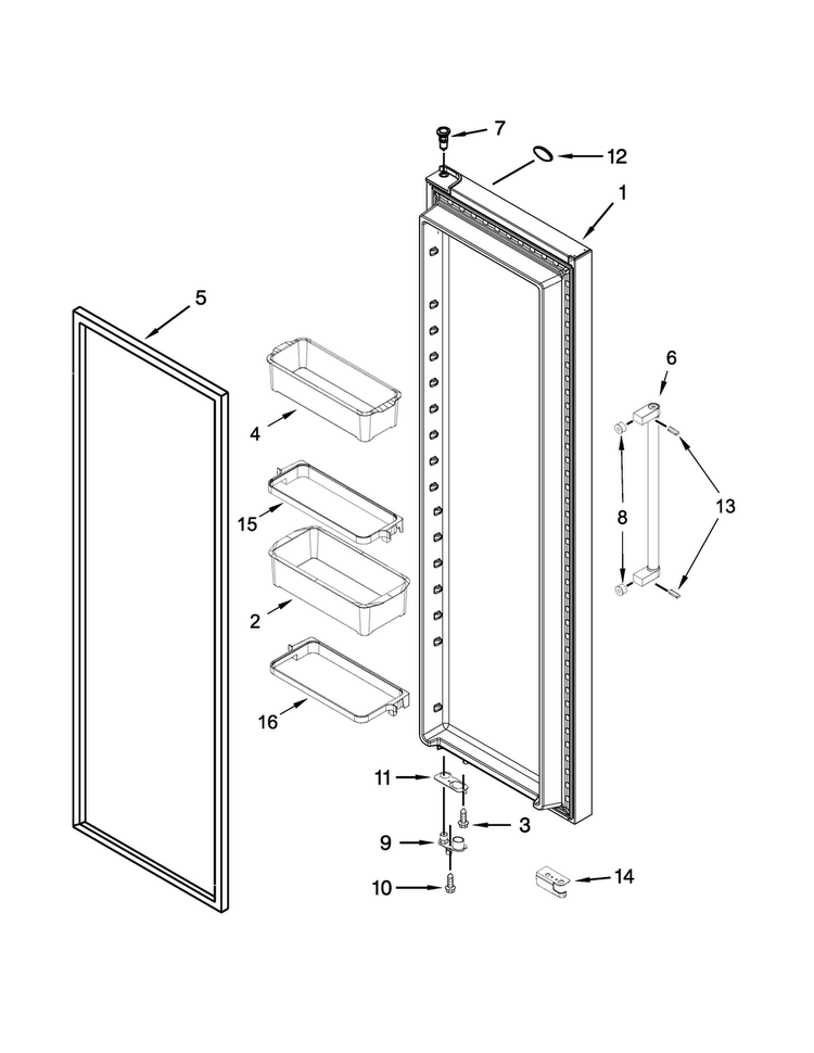 Refrigerator Door Parts Diagram and Parts List for 7KRSF77EST00  KitchenAid Refrigerator