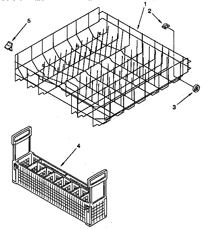 Lower Rack Parts Diagram and Parts List for KUDT23HY3  KitchenAid Dishwasher