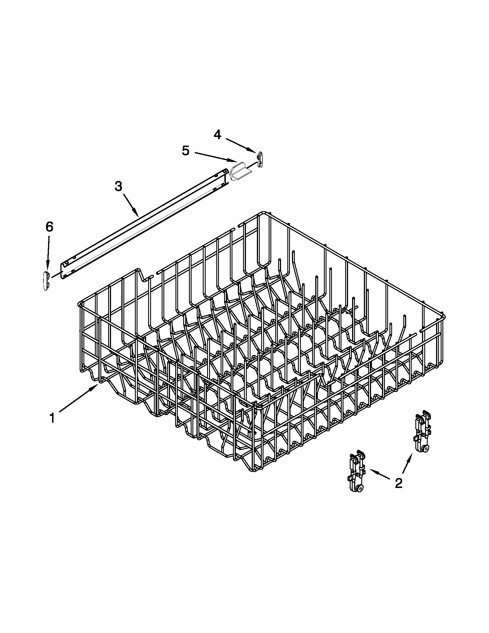 Upper Rack And Track Parts Diagram and Parts List for 66515119K213  Kenmore Dishwasher