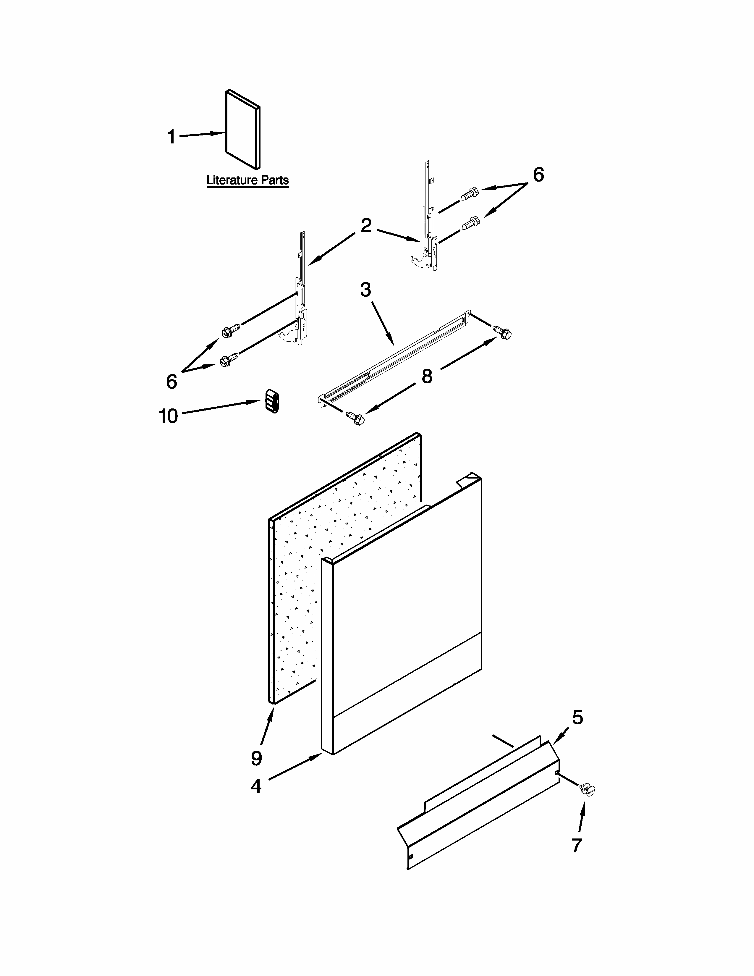 Door And Panel Parts Diagram and Parts List for 66513073K217  Kenmore Dishwasher