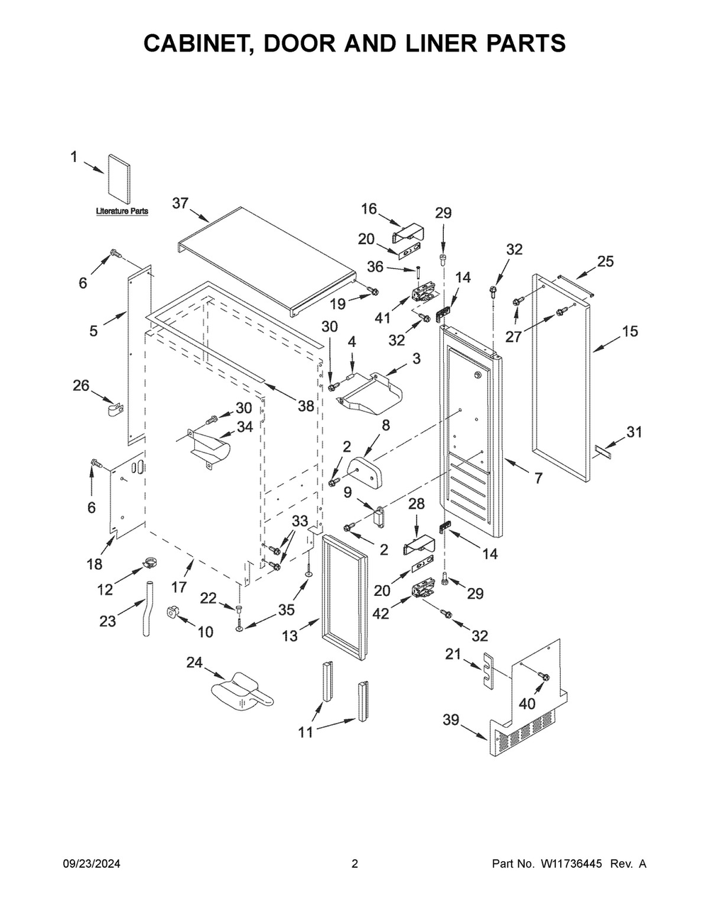 02 - Cabinet, Door And Liner Parts Diagram and Parts List for KUIX535HBS02  Whirlpool Ice Maker
