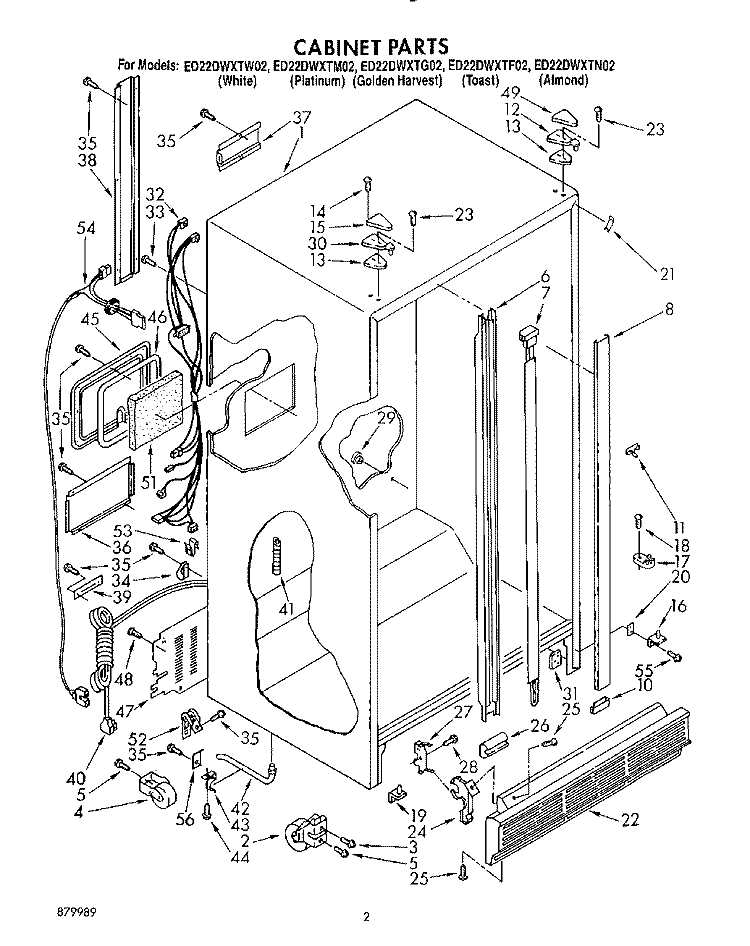 CABINET Diagram and Parts List for ED22DWXTG02  Whirlpool Refrigerator